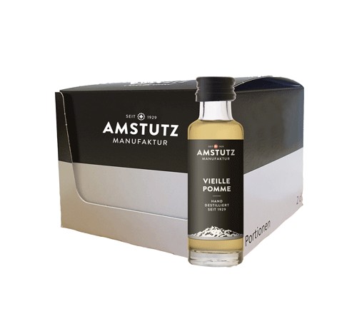 amstutz Edelbrand VIEILLE POMME Portionen Box 25 x 2 cl / 40 % Schweiz
